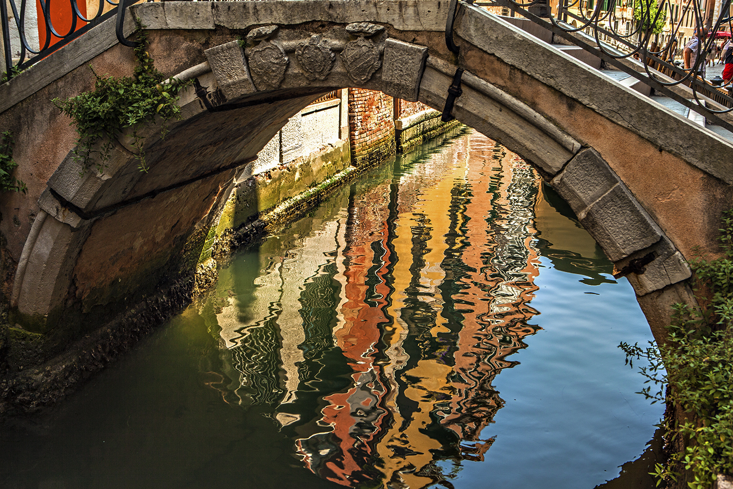 reflections under a bridge